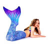 Mermaid Tail Aurora Borealis XL with monofin lavender tail and bikini