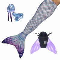 Mermaid Tail Aurora Borealis JM with monofin lavender tail and bikini