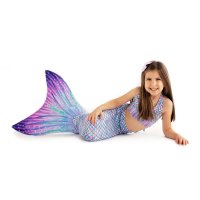 Mermaid Tail Aurora Borealis XL with monofin turquoise tail and bikini