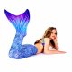 Queue Sirene Aurora Borealis XL avec monopalme turquoise queue et bikini