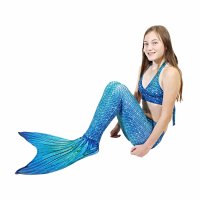 Meerjungfrauenflosse Blue Lagoon JS mit Monoflosse blau und Kostüm