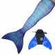 Meerjungfrauenflosse Ocean Deep M mit Monoflosse blau und Kostüm