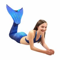 Meerjungfrauenflosse Ocean Deep M mit Monoflosse blau und Kostüm und Bikini