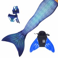 Mermaid Tail Ocean Deep L with monofin blue tail and bikini