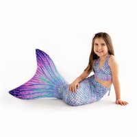 Mermaid Tail Aurora Borealis M with monofin turquoise and tail