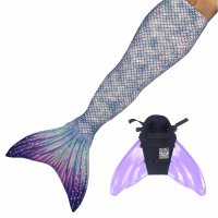 Mermaid Tail Aurora Borealis JS with monofin lavender and...