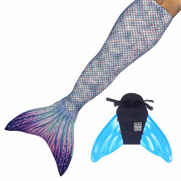 Mermaid Tail Aurora Borealis JL with monofin turquoise and tail