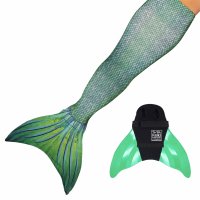 Mermaid Tail Sirene Green M with monofin green and tail
