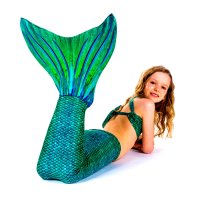 Mermaid Tail Sirene Green L with monofin green tail and bikini