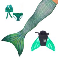 Mermaid Tail Sirene Green JL with monofin green tail and bikini