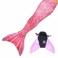 Mermaid Tail Bahama Pink M with monofin pink and tail