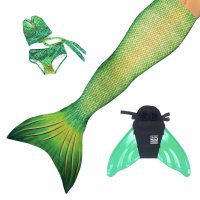 Mermaid Tail Lime Rickey L with monofin green tail and bikini
