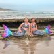 Meerjungfrauenflosse Hawaiian Rainbow M mit Monoflosse lavender und Kostüm