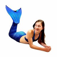 Meerjungfrauenflosse Ocean Deep JL mit Monoflosse blau und Kostüm und Bikini
