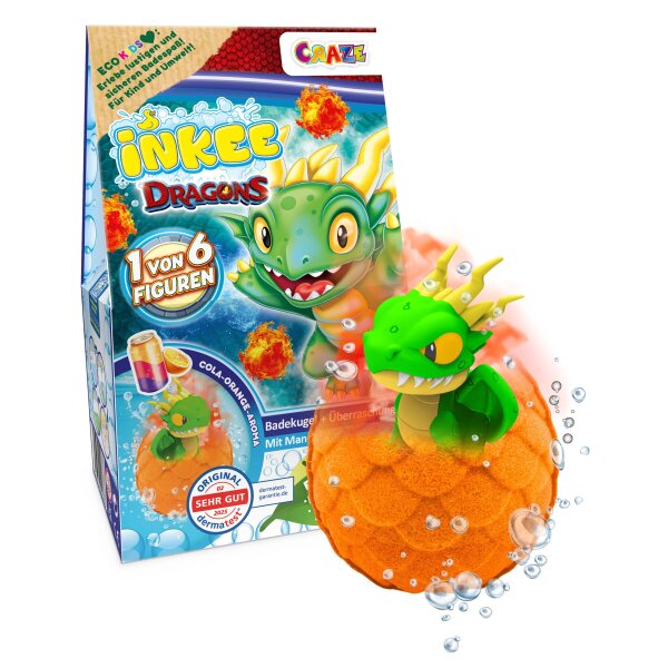 INKEE Surprise Bath Bomb Dragons Box with Cola-Orange Scent and Collectibles