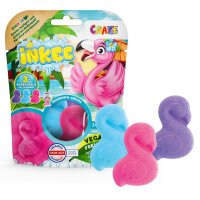 Inkee Flamingo Bath Bombs Multipack 3 Pieces with Jojoba Oil and Gum Scent