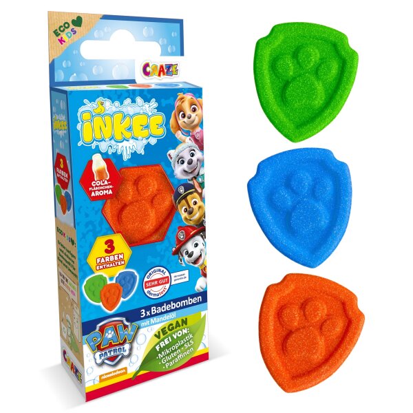 Inkee Bath Bombs Paw Patrol 3-Pack with Popcorn Scent and Almond Oil