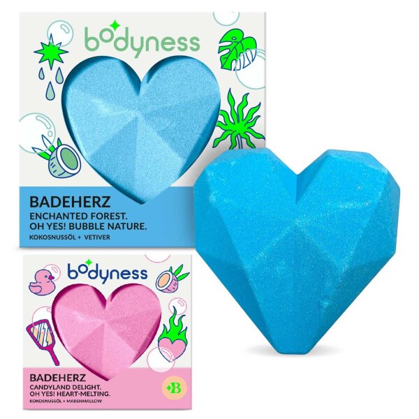 Bodyness Bath Heart in Pink and Blue for Luxurious Relaxation