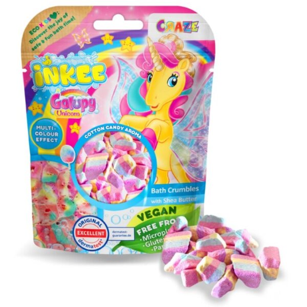 Inkee Bath Crumbles Galupy Unicorn - Cotton Candy Rainbow Bath Fun