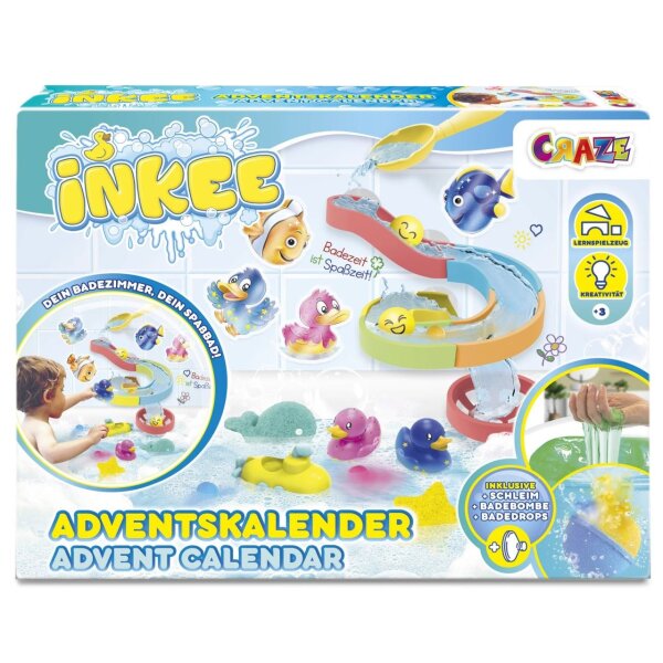 Inkee Advent Calendar with Bath Toys for Joyful Bath Time