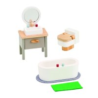 High-Quality 5-Piece Wooden Dollhouse Bathroom by Spielba