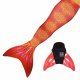 Mermaid Tail Tiger Queen M with monofin orange and tail