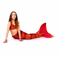 Mermaid Tail Tiger Queen L with monofin orange and tail
