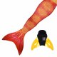 Mermaid Tail Tiger Queen L with monofin orange and tail