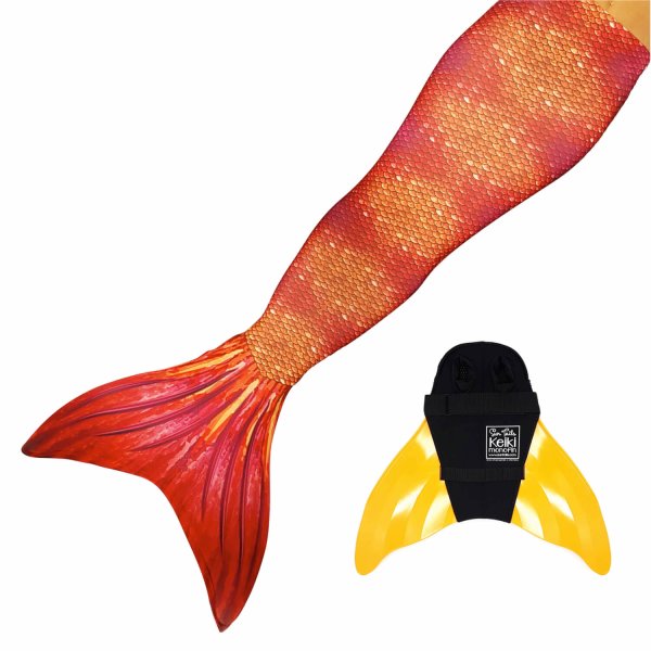 Mermaid Tail Tiger Queen JS with monofin orange and tail