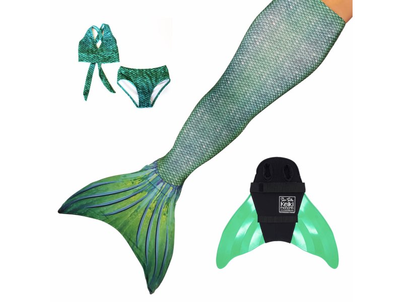 with monofin green tail and bikini