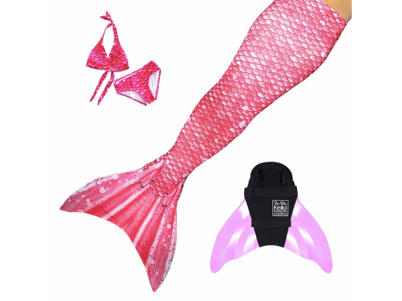 with monofin pink tail and bikini